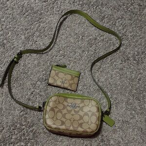 Coach Brown and Green Crossbody Bag Set